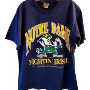 Vintage Nutmeg NCAA Notre Dame Fighting Irish Blue Shirt Sz L